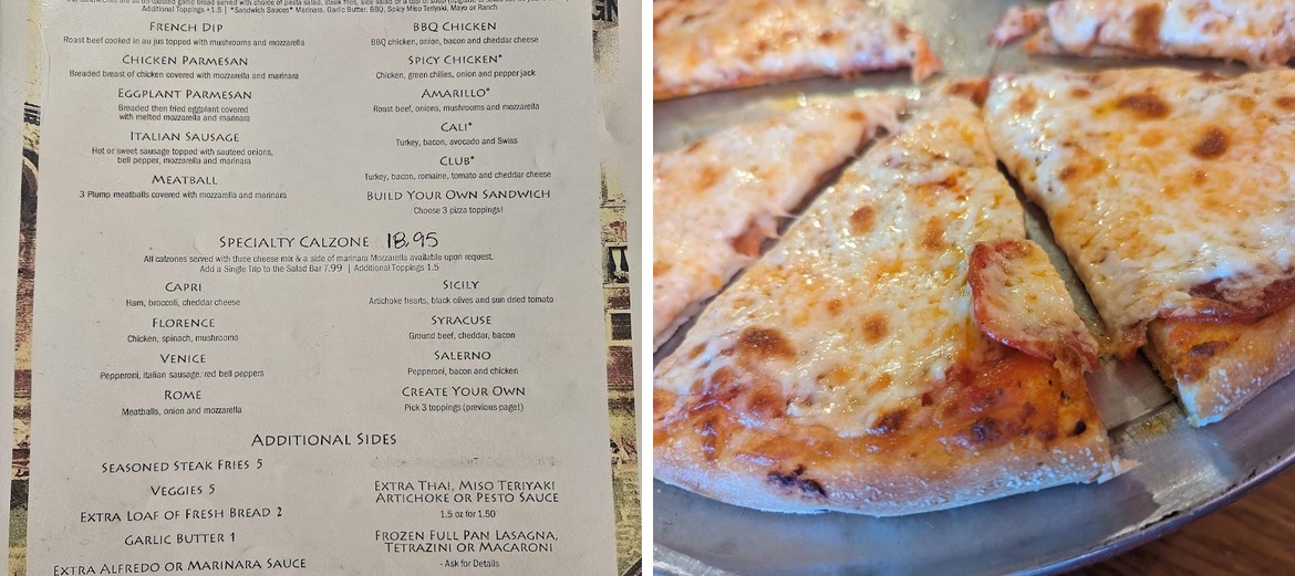 Lotsa Pasta & That'za Pizza Menu